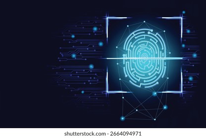 Digitalização de impressão digital Tecnologia Cybersecurity Conceito Digital Biometric Authentication