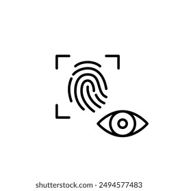 Escaneo de huellas dactilares y ojo. Autenticación biométrica y visual integrada. Icono de Vector perfecto