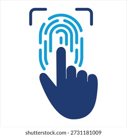 Fingerprint Scan Flat Blue Icon Collection