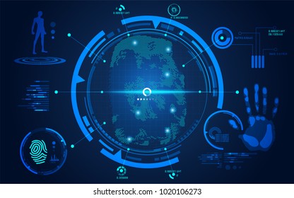 fingerprint scan in futuristic style with digital interface, concept of biometric technology or cyber security