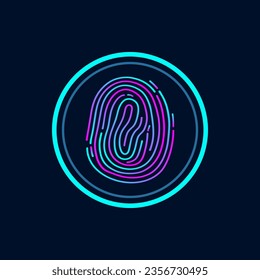 Fingerprint scan glowing light futuristic icon vector design