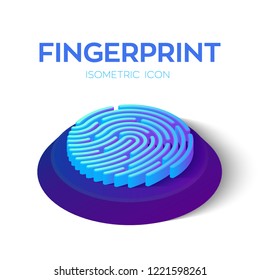 Fingerprint Scan Icon. 3D Isometric Finger print sign. Biometric identification. Created For Mobile, Web, Decor, Print Products, Application. Perfect for web design and banner Vector Illustration.
