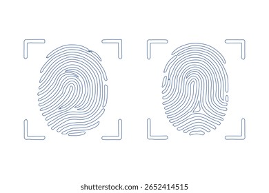 Fingerprint Scan Icon, Biometric Identification, Security System, Line Art Style