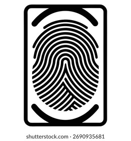 Símbolo de identificação biométrica do ícone de digitalização de impressão digital no plano de fundo branco