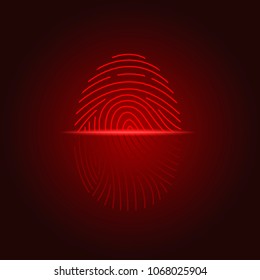 Fingerprint scan icon for computer or other device security. Security error, Vector illustration