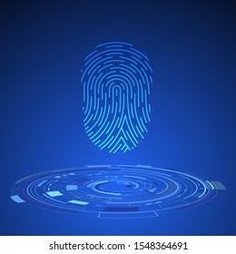 Fingerprint scan icon, iot mobile smartphone technology ecosystem app. Security touch id system vector illustration. Biometric ID interface, protect, identification data digital authorization