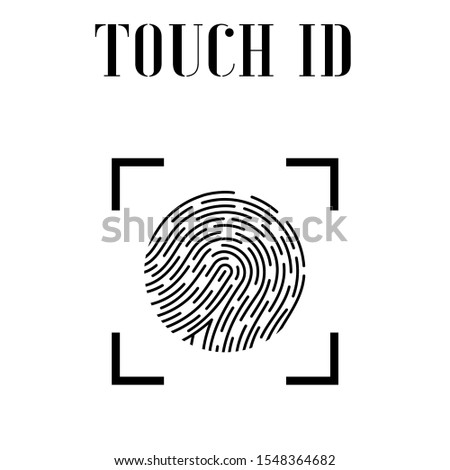 Fingerprint scan icon, iot mobile smartphone technology ecosystem app. Security touch id system vector illustration. Biometric ID interface, protect, identification data digital authorization