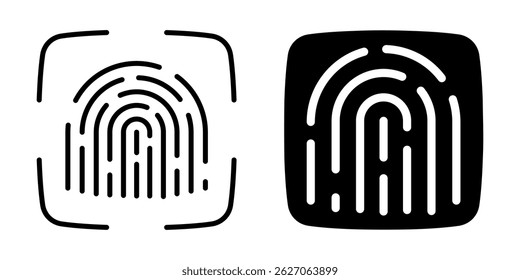 Fingerprint scan icon. Linear and silhouette style.