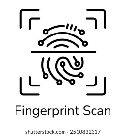 Icono de escaneo de huellas dactilares en estilo lineal 