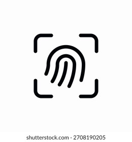 Vector de signo de icono de escaneo de huellas dactilares