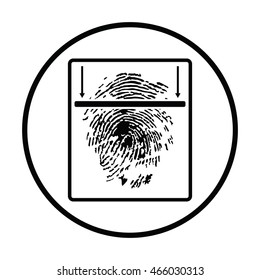 Fingerprint scan icon. Thin circle design. Vector illustration.