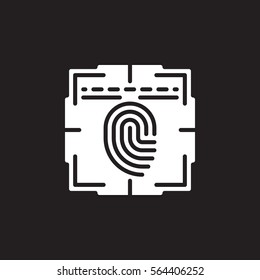 Fingerprint scan icon vector, filled flat sign, solid white pictogram isolated on black. Symbol, logo illustration
