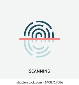 Fingerprint scan icon. Fingerprint vector illustration in modern flat style. Design elements for mobile and web applications.