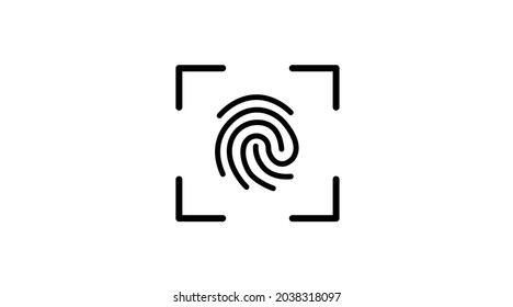 Fingerprint Scan Icon. Vector Isolated Flat Black And White Editable Illustration