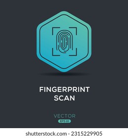(Fingerprint scan) Icon, Vector sign.