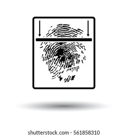 Fingerprint scan icon. White background with shadow design. Vector illustration.