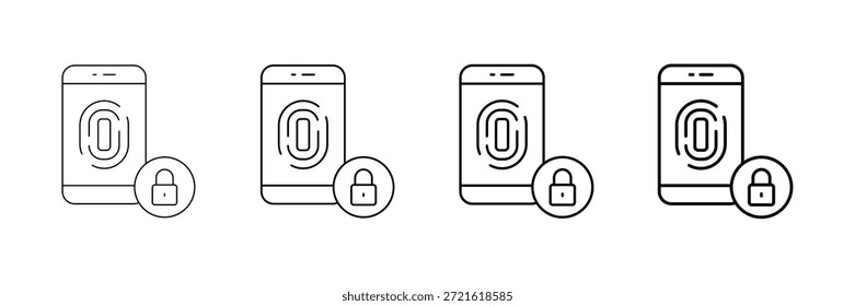 Conjunto de Vectores de iconos de escaneo de huellas dactilares en diferentes estilos de línea de trazo