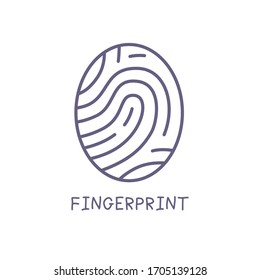 Icono de identificación de digitalización de huellas digitales símbolo de línea simple vectorial