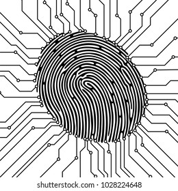 Fingerprint scan illustration. Security concept. Biometric identification. Vector illustration.