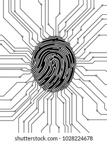 Fingerprint scan illustration. Security concept. Biometric identification. Vector illustration.