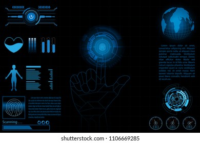 Fingerprint scan information personal concept futuristic design.vector and illustration