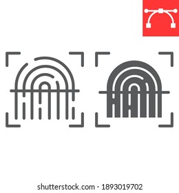 Fingerprint Scan Line And Glyph Icon, Security And Biometric, Finger Print Sign Vector Graphics, Editable Stroke Linear Icon, Eps 10