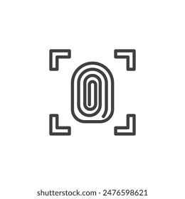 Fingerprint Scan line icon. linear style sign for mobile concept and web design. Fingerprint on a scanner outline vector icon. Symbol, logo illustration. Vector graphics