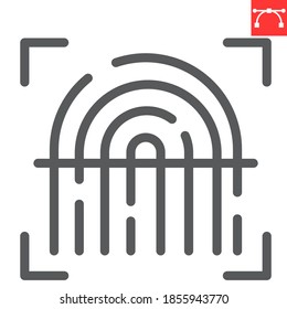 Fingerprint Scan Line Icon, Security And Biometric, Finger Print Sign Vector Graphics, Editable Stroke Linear Icon, Eps 10