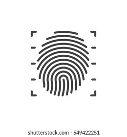 Fingerprint scan line icon, vector sign, linear pictogram isolated on white. Symbol, logo illustration