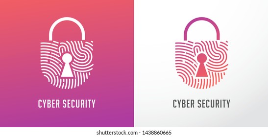 Fingerprint scan logo, privacy, lock icon, cyber security ,identity information and network protection. Vector icon design