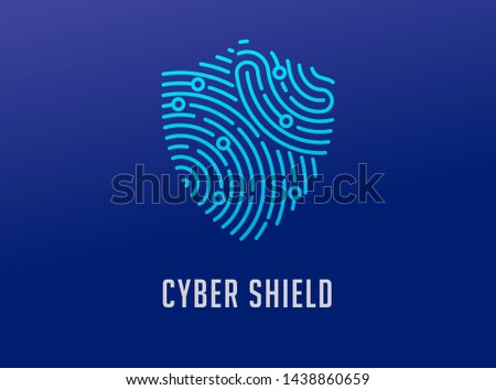 Fingerprint scan logo, privacy, shield icon, cyber security ,identity information and network protection. Vector icon design