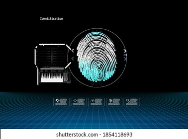 Fingerprint scan provides security access with biometrics identification. Abstract technology background. Cyber security concept. 