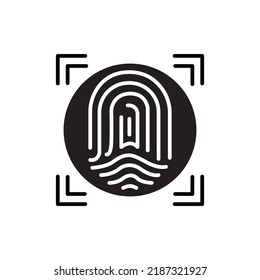 Fingerprint scan provides security access color line icon. ID and verifying person. 
Biometric identification element.