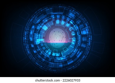 fingerprint scan provides security access, digital biometric system, safety technology, vector illustration