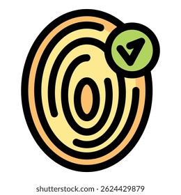 Escaneo de huellas dactilares que proporciona acceso seguro con marca de verificación que indica autenticación, autorización, Identificación y verificación