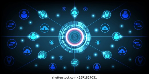 Fingerprint scan for secure access technology connection. 