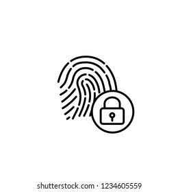 fingerprint scan security system line black icon on white background