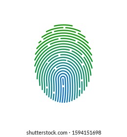 fingerprint scan Vector icon logo in blue and green color gradient illustration 