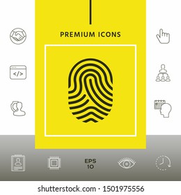 Fingerprint. Scanned finger icon. Graphic elements for your design