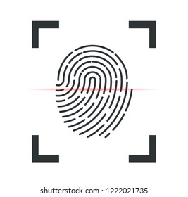 Fingerprint. The fingerprint is scanned with an optical scanner. Fingerprint on the phone. Vector illustration.