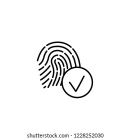 fingerprint scanner access symbol line black icon on white background
