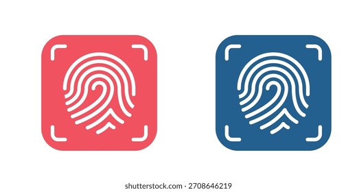 Conjunto de iconos de seguridad biométrica del escáner de huellas dactilares: Vector de símbolo de autenticación de identidad digital