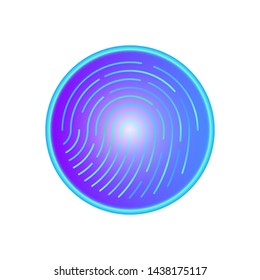 Fingerprint scanner button for security access. Human colored fingerprint for security verification during identification or authorization vector eps10