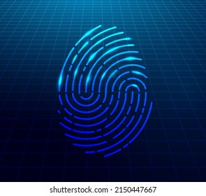 Fingerabdruckscanner. Cybersicherheit, Technologieidentifizierungskonzept.  Futuristische Technologie, Hintergrund. Vektorgrafik.
