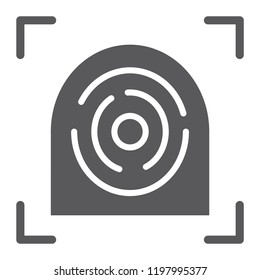 Fingerprint scanner glyph icon, security and finger, touch id sign, vector graphics, a solid pattern on a white background, eps 10.