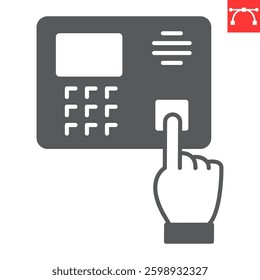 Fingerprint scanner glyph icon, security and protection, biometric authentication vector icon, vector graphics, editable stroke solid sign, eps 10.