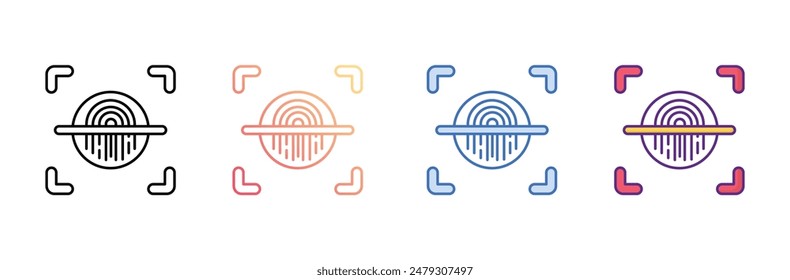 diseño de icono de escáner de huellas digitales con fondo blanco ilustración de stock