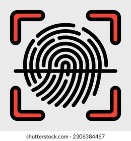 Fingerprint scanner icon in filled line style, use for website mobile app presentation