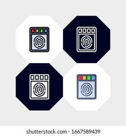 Illustration zur Vektorillustration der Fingerabdruck-Scanner-Symbole mit Logo. mit vier Stilen, Umriss, gefüllter Umriss, flach und glyph. Vorlage für Website und Unternehmen