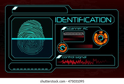Fingerprint scanner, identification system .Vector 3D illustration